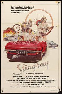 2p851 STINGRAY 1sh '78 cool art of Chevy Corvette car chase by John Solie!