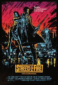 2p854 STREETS OF FIRE 1sh '84 Walter Hill shows what it is like to be young tonight, cool art!