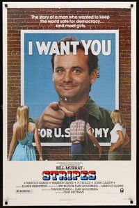 2p856 STRIPES style A 1sh '81 Ivan Reitman classic military comedy, Bill Murray wants YOU!