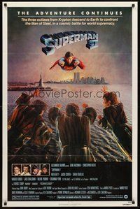 2p863 SUPERMAN II 1sh '81 Christopher Reeve, Terence Stamp, great artwork over New York City!