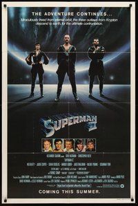 2p864 SUPERMAN II teaser 1sh '81 Christopher Reeve, Terence Stamp, cool image of bad guys!