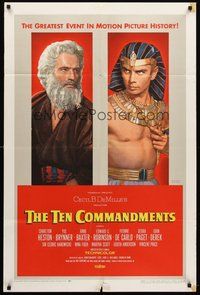 2p885 TEN COMMANDMENTS style B 1sh '56 Cecil B. DeMille classic, Charlton Heston & Yul Brynner!