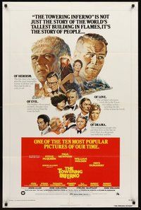 2p921 TOWERING INFERNO style B 1sh R76 Steve McQueen, Paul Newman, cool totally different art!