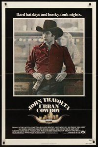2p936 URBAN COWBOY 1sh '80 great image of John Travolta in cowboy hat with Lone Star beer!