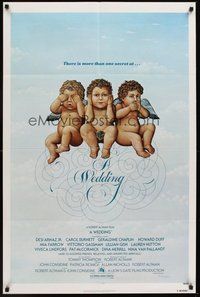 2p962 WEDDING 1sh '78 Robert Altman, artwork of cute cherubs by R. Hess!