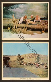 2r978 HOW THE WEST WAS WON 2 color English FOH LCs '64 John Ford, Karl Malden & family in peril!