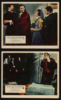 2r989 PIT & THE PENDULUM 2 color English FOH LCs '61 Poe's greatest terror tale, Vincent Price!