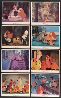 2r762 LADY & THE TRAMP 8 8x10 mini LCs R86 Walt Disney romantic canine dog classic cartoon!