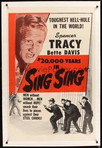 2s273 20,000 YEARS IN SING SING linen 1sh R56 Spencer Tracy in the toughest hell-hole in the world!