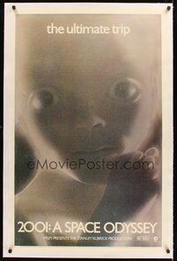 2s274 2001: A SPACE ODYSSEY linen style D 1sh 1970 Stanley Kubrick, super close image of star child!
