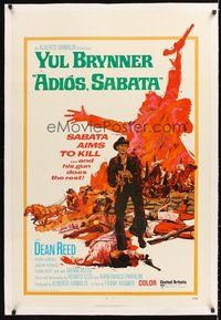 2s283 ADIOS SABATA linen int'l 1sh '71 Yul Brynner aims to kill, and his gun does the rest!