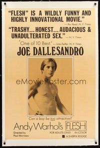 2s289 ANDY WARHOL'S FLESH linen 1sh '68 can barechested Joe Dallesandro be TOO attractive!