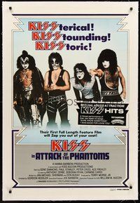 2s293 ATTACK OF THE PHANTOMS linen 1sh '78 cool portrait of KISS, Criss, Frehley, Simmons, Stanley