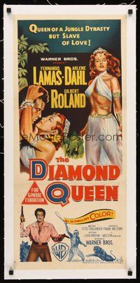 2s183 DIAMOND QUEEN linen Aust daybill '53 full-length stone litho of sexy Arlene Dahl!