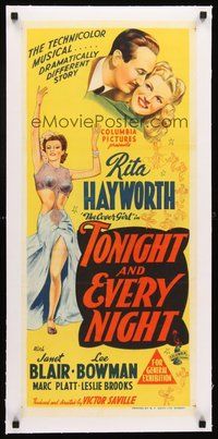 2s202 TONIGHT & EVERY NIGHT linen Aust daybill '44 sexy showgirl Rita Hayworth shows legs!