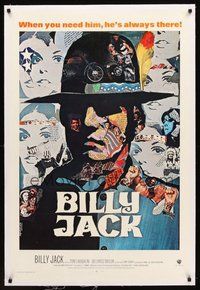 2s308 BILLY JACK linen int'l 1sh '71 best completely different art of Tom Laughlin by Ermanno Iaia!