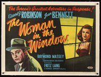 2s024 WOMAN IN THE WINDOW linen British quad '44 Fritz Lang, art of Edward G. Robinson & Bennett!