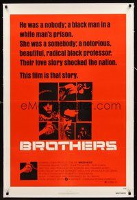 2s323 BROTHERS linen 1sh '77 Bernie Casey, Vonetta McGee, love story that shocked the nation!