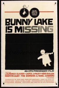 2s324 BUNNY LAKE IS MISSING linen 1sh '65 directed by Otto Preminger, great artwork by Saul Bass!