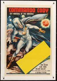 2s340 COMMANDO CODY linen stock 1sh '53 Sky Marshal of the Universe, cool sci-fi art!
