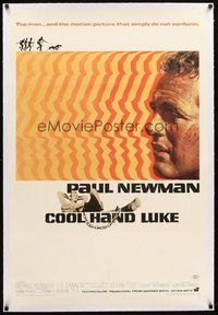 2s345 COOL HAND LUKE linen 1sh '67 Paul Newman prison escape classic, cool art by James Bama!