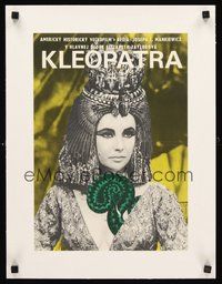 2s051 CLEOPATRA linen Slovak 11x16 '66 different c/u of Elizabeth Taylor & snake by Hilmar!