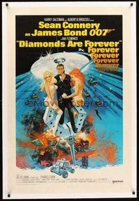 2s352 DIAMONDS ARE FOREVER linen int'l 1sh '71 art of Sean Connery as James Bond by Robert McGinnis!