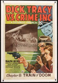 2s356 DICK TRACY VS. CRIME INC. linen chapter 8 1sh '41 detective Ralph Byrd, Train of Doom!