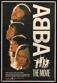 2s028 ABBA: THE MOVIE linen English 1sh '78 Swedish pop rock, headshots of all 4 band members!