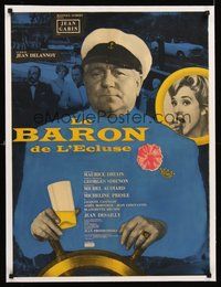 2s127 BARON OF THE LOCKS linen French 23x32 '60 Le Baron de l'ecluse, Jean Gabin, Micheline Presle