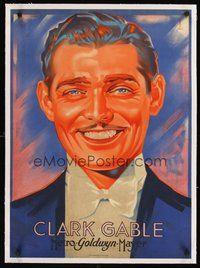 2s129 CLARK GABLE linen French 23x32 '30s incredible artwork portrait of the star by Dori!
