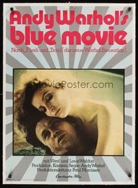 2s059 BLUE MOVIE linen German '72 Andy Warhol, close up of sexy naked Viva & Louis Waldon!