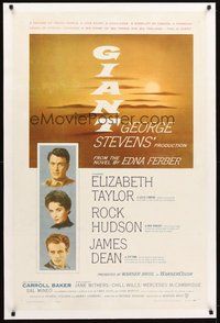 2s388 GIANT linen 1sh '56 James Dean, Elizabeth Taylor, Rock Hudson, directed by George Stevens!