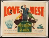 2s254 LOVE NEST linen 1/2sh '51 William Lundigan stands between sexy Marilyn Monroe & June Haver!