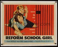2s257 REFORM SCHOOL GIRL linen 1/2sh '57 classic AIP bad girl catfight behind bars artwork!