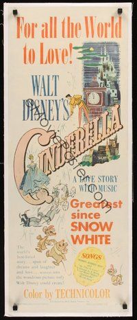 2s262 CINDERELLA linen insert '50 Walt Disney classic romantic musical fantasy cartoon!