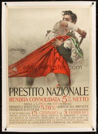 2s235 PRESTITO NAZIONALE linen Italian WWI war poster '18 wonderful art by Mario Borgoni!