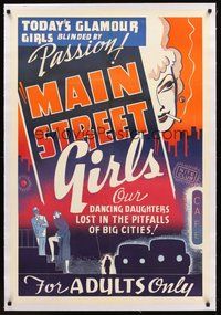 2s459 MAIN STREET GIRLS linen 1sh '40s today's glamour girls blinded by passion in big cities!
