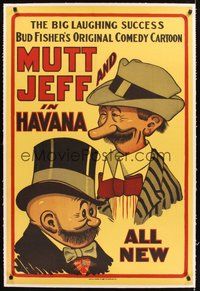 2s471 MUTT & JEFF IN HAVANA linen 1sh '10s from Bud Fisher's original comedy cartoon, wonderful art!