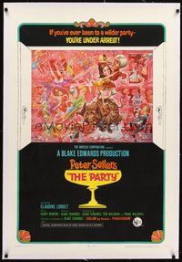 2s495 PARTY linen style B 1sh '68 Peter Sellers, Blake Edwards, great art by Jack Davis!