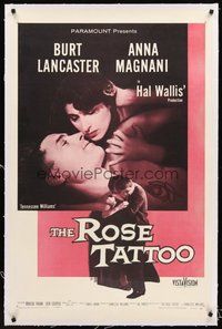 2s519 ROSE TATTOO linen 1sh '55 Burt Lancaster, Anna Magnani, written by Tennessee Williams!