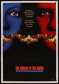 2s536 SILENCE OF THE LAMBS linen style C teaser 1sh '90 Foster & Hopkins both w/ moths over mouths!
