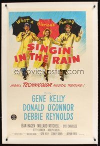 2s539 SINGIN' IN THE RAIN linen 1sh '52 Gene Kelly, Donald O'Connor, Debbie Reynolds, classic!