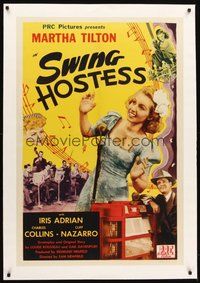 2s552 SWING HOSTESS linen 1sh '44 Martha Tilton singing into microphone with band behind her!