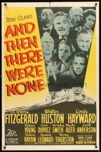 2t043 AND THEN THERE WERE NONE 1sh '45 Walter Huston, Agatha Christie, Rene Clair!