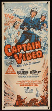 2t198 CAPTAIN VIDEO Aust daybill '51 Judd Holdren as early wacky super hero, whole serial!