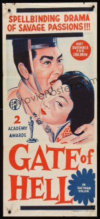 2t199 GATE OF HELL Aust daybill '53 Kinugasa, Kotaro Bando, Kazuo Hasegawa, Japanese classic!