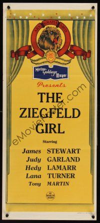 2t202 MGM Aust stock daybill 1940s Ziegfeld Girl, James Stewart, Judy Garland, Lamarr, Lana Turner!