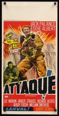 2t375 ATTACK Belgian 14x28 '56 Robert Aldrich, different full-length art of Jack Palance!