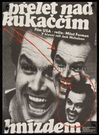 2t361 ONE FLEW OVER THE CUCKOO'S NEST Czech 11x16 '75 Weber art of Jack Nicholson, Forman classic!